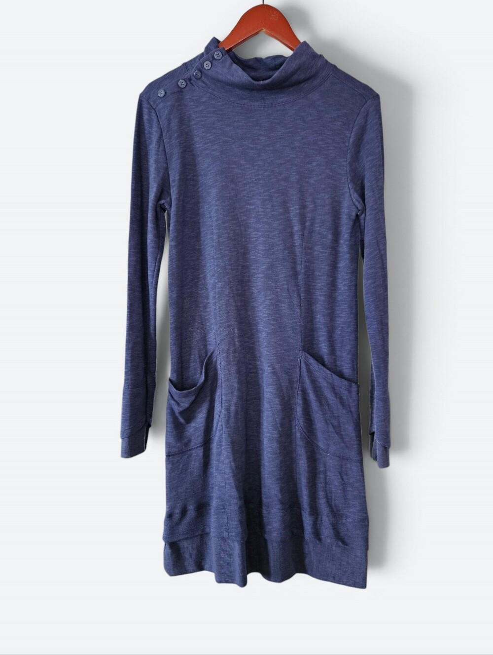 Toad & Co Horny Toad Delilah Long Sleeve Cowl Sweater Dress in Heathered Blue M